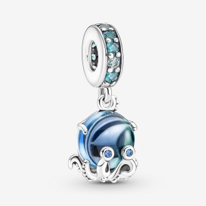 Sterling silver Pandora Murano Glass Cute Octopus Dangle Charms | UEPCWL-493