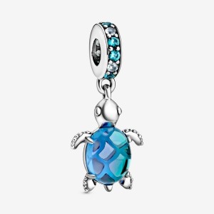 Sterling silver Pandora Murano Glass Sea Turtle Dangle Charms | ATULJR-245