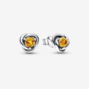 Sterling silver Pandora November Honey Eternity Circle Stud Earrings | AGJBLU-379