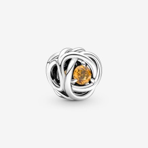 Sterling silver Pandora November Honey Eternity Circle Charms | QBNHFM-502