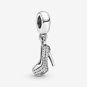 Sterling silver Pandora Pave Stiletto Shoe Dangle Charms | YMFPAI-831