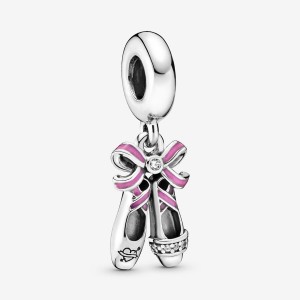 Sterling silver Pandora Pink Ballerina Shoes Dangle Charms | VBUDJS-613