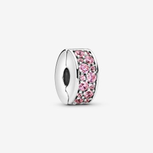 Sterling silver Pandora Pink Pave Clip Clips | KGOMYR-621