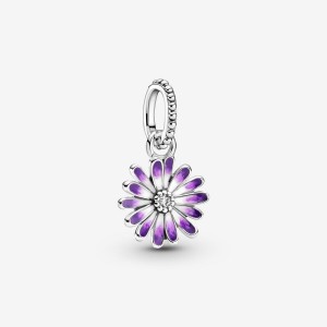 Sterling silver Pandora Purple Daisy Dangle Charms | ENHQOR-403