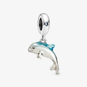 Sterling silver Pandora Shimmering Dolphin Dangle Charms | UKDLCS-946