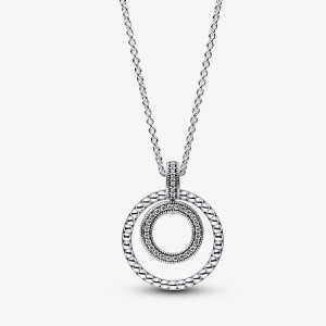 Sterling silver Pandora Signature Pave & Beads & Pendant Necklaces | EXTPLJ-483