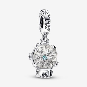 Sterling silver Pandora Snowflake Snow Globe Dangle Charms | YEZTDS-876