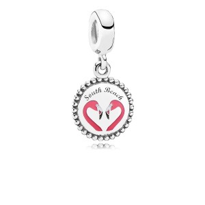 Sterling silver Pandora South Beach Flamingo Dangle Charms | NFJGYT-980