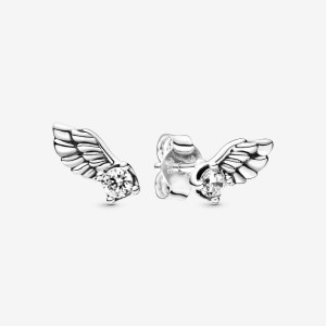 Sterling silver Pandora Sparkling Angel Wing Stud Earrings | BYKEGJ-852