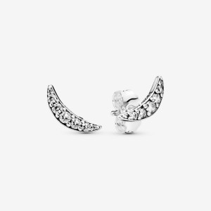 Sterling silver Pandora Sparkling Crescent Moon Stud Earrings | GOXDWL-693