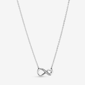 Sterling silver Pandora Sparkling Infinity Collier Pendant Necklaces | ONAQUS-405