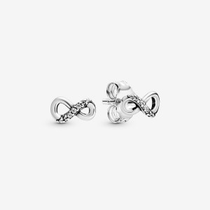 Sterling silver Pandora Sparkling Infinity Stud Earrings | QKSUFY-915