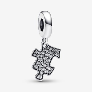 Sterling silver Pandora Sparkling Puzzle Piece Dangle Charms | HMNAGO-486