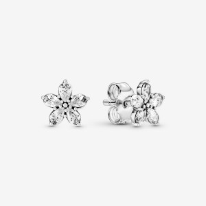 Sterling silver Pandora Sparkling Snowflake Stud Earrings | INMRGV-981