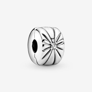 Sterling silver Pandora Sparkling Sunburst Clip Clips | UIBNXY-720