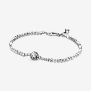 Sterling silver Pandora Sparkling Tennis Non-charm Bracelets | VPQELD-491