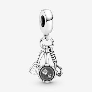 Sterling silver Pandora Spatula Frying Pan & Whisk Dangle Charms | VCJRXS-190