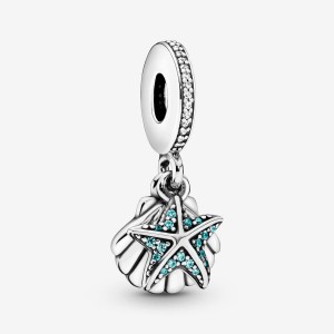 Sterling silver Pandora Starfish Sea Shell Dangle Charms | DZBXHY-627