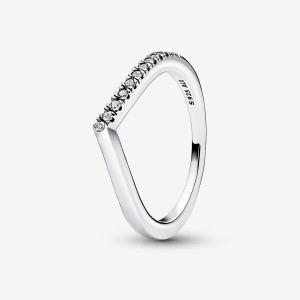 Sterling silver Pandora Timeless Wish Half Sparkling Stackable Rings | SIQZDH-302