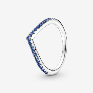 Sterling silver Pandora Timeless Wish Sparkling Blue Stackable Rings | OCIUVD-471