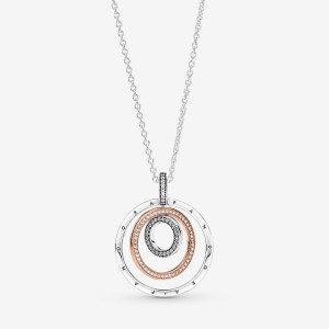 Two-tone Pandora Circles & Pendant Necklaces | DRGNLH-805