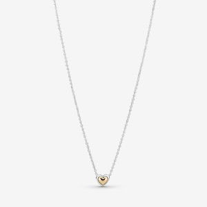 Two-tone Pandora Domed Golden Collier Pendant Necklaces | VHNQFC-536