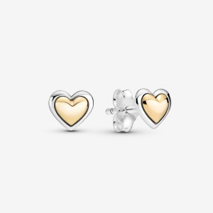 Two-tone Pandora Domed Golden Stud Earrings | XJYEZF-231