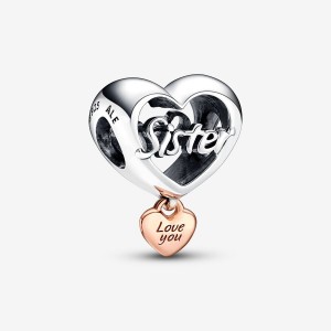 Two-tone Pandora Love You Sister Charms | ASKDPE-567