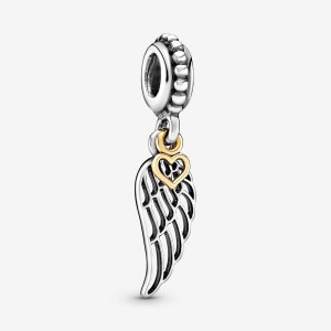 Two-tone Pandora Love & Guidance Angel Wing Dangle Charms | LUQHJD-190