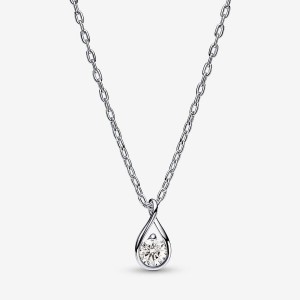 White gold Pandora Brilliance 0.25 ct tw Lab-Created Diamond Necklaces | AUTZJM-714