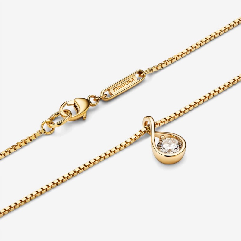 Gold Pandora Brilliance 0.25 ct tw Necklaces | UIOPQH-453