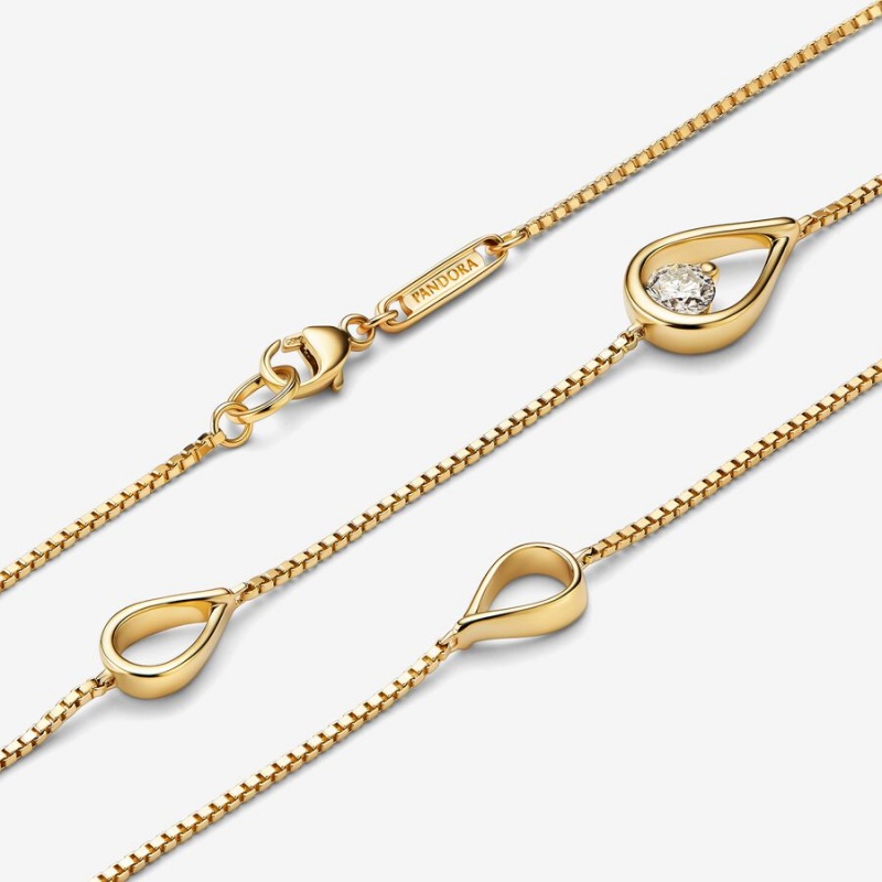 Gold Pandora Brilliance 0.50 ct tw Long Lab-Created Diamond Necklaces | WGTYNA-681