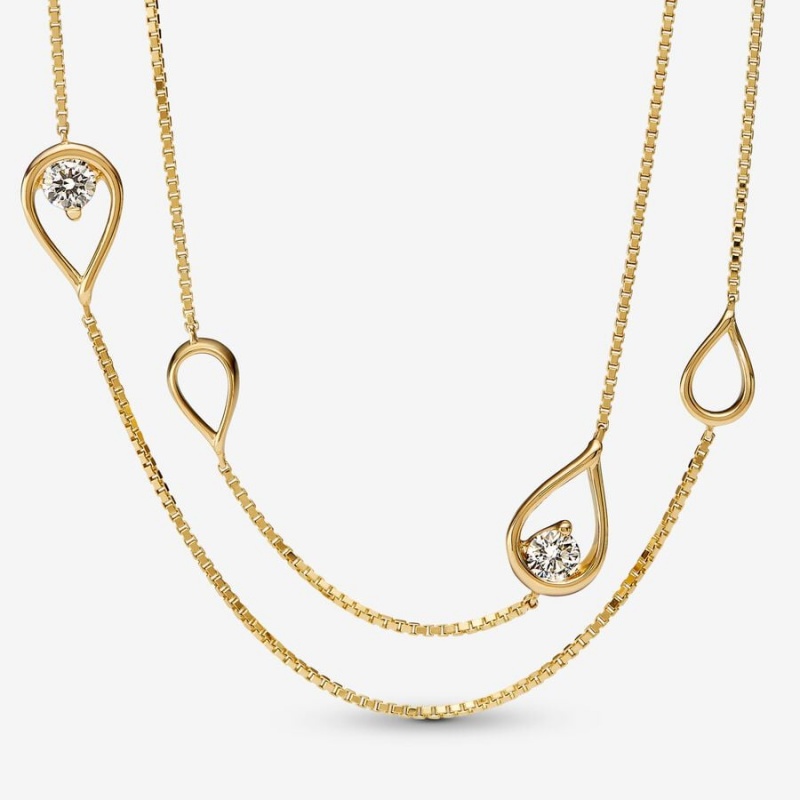 Gold Pandora Brilliance 0.50 ct tw Long Lab-Created Diamond Necklaces | WGTYNA-681