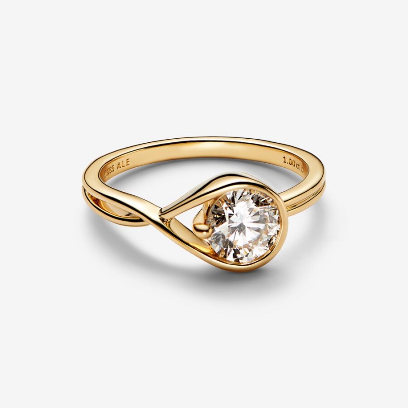 Gold Pandora Brilliance 1.00 ct tw Lab-Created Diamond Rings | XKGFCH-984