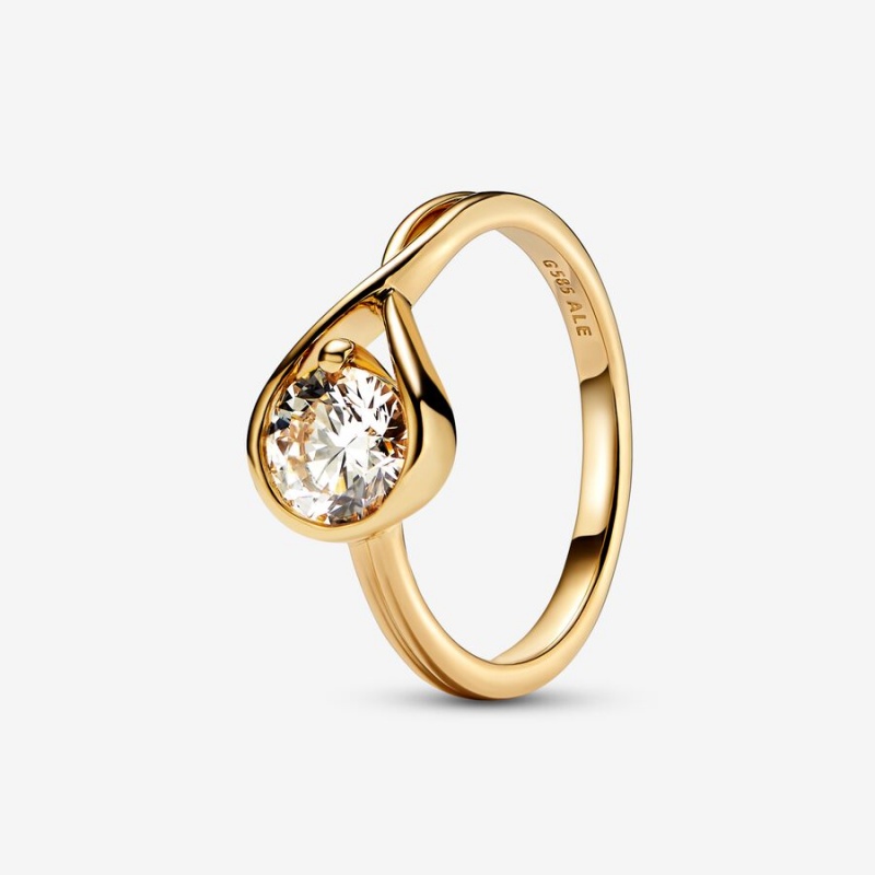 Gold Pandora Brilliance 1.00 ct tw Lab-Created Diamond Rings | XKGFCH-984