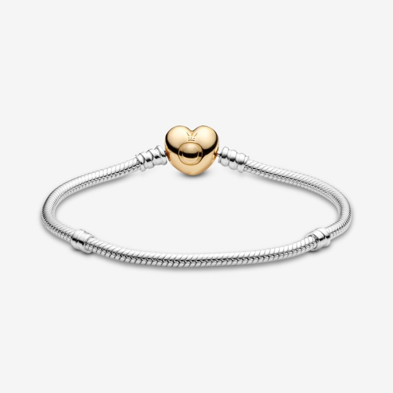 Gold Pandora Moments Clasp Snake Charm Bracelets | YUENLJ-439