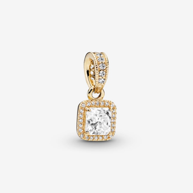 Gold Pandora Square Sparkle Pendants | SHCLQD-408