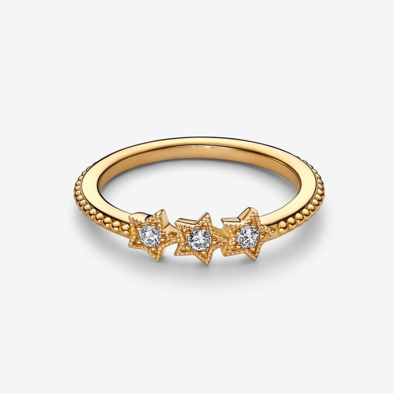 Gold plated Pandora Celestial Stars Stackable Rings | FTAVHS-476