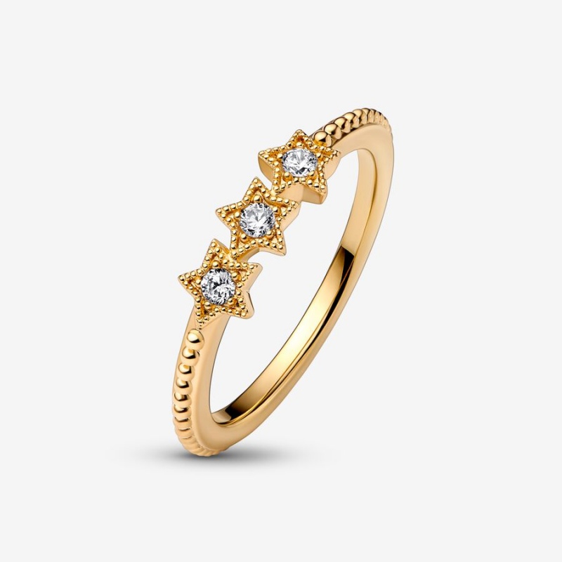 Gold plated Pandora Celestial Stars Stackable Rings | FTAVHS-476