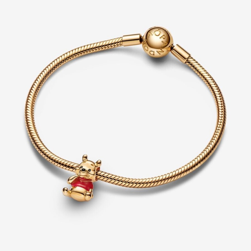 Gold plated Pandora Disney Winnie the Pooh Bear Charms | PNWKCT-485