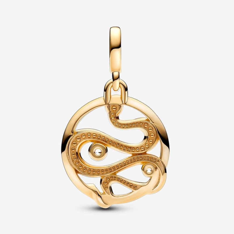 Gold plated Pandora ME Pave Snake Medallion Pendants | MUHJEA-028