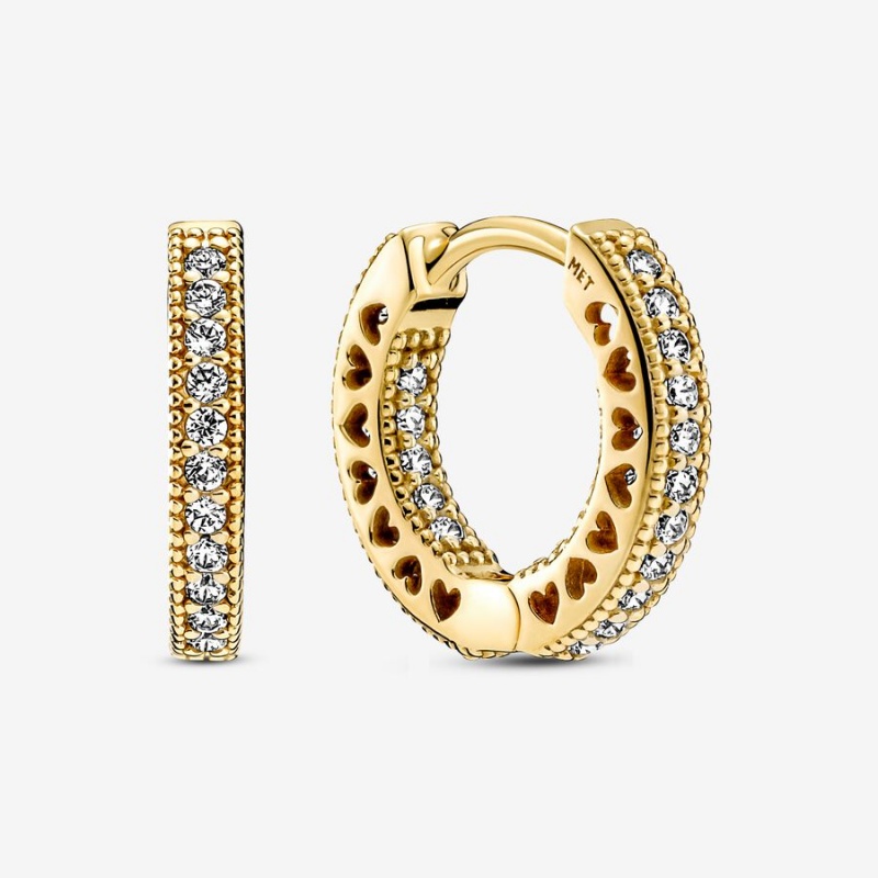 Gold plated Pandora Pave Hoop Earrings | SBLNGC-486