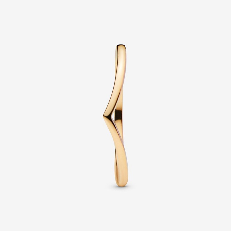 Gold plated Pandora Polished Wishbone Stackable Rings | GJSVXC-581