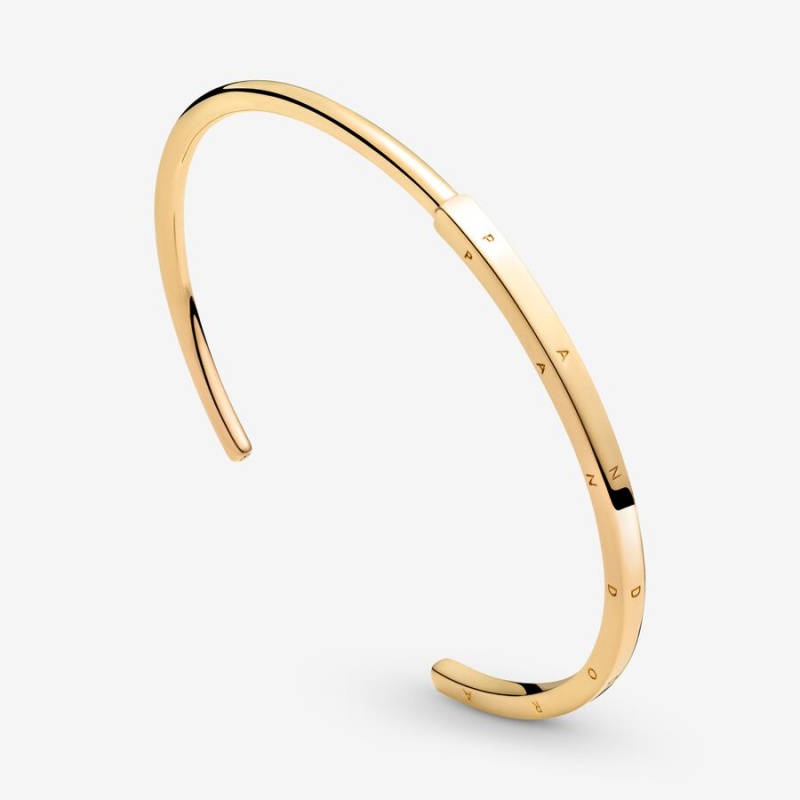 Gold plated Pandora Signature I-D Open Bangles | ZAOKUS-426