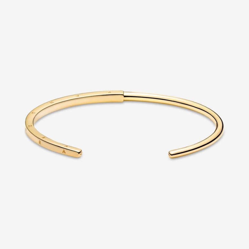 Gold plated Pandora Signature I-D Open Bangles | ZAOKUS-426