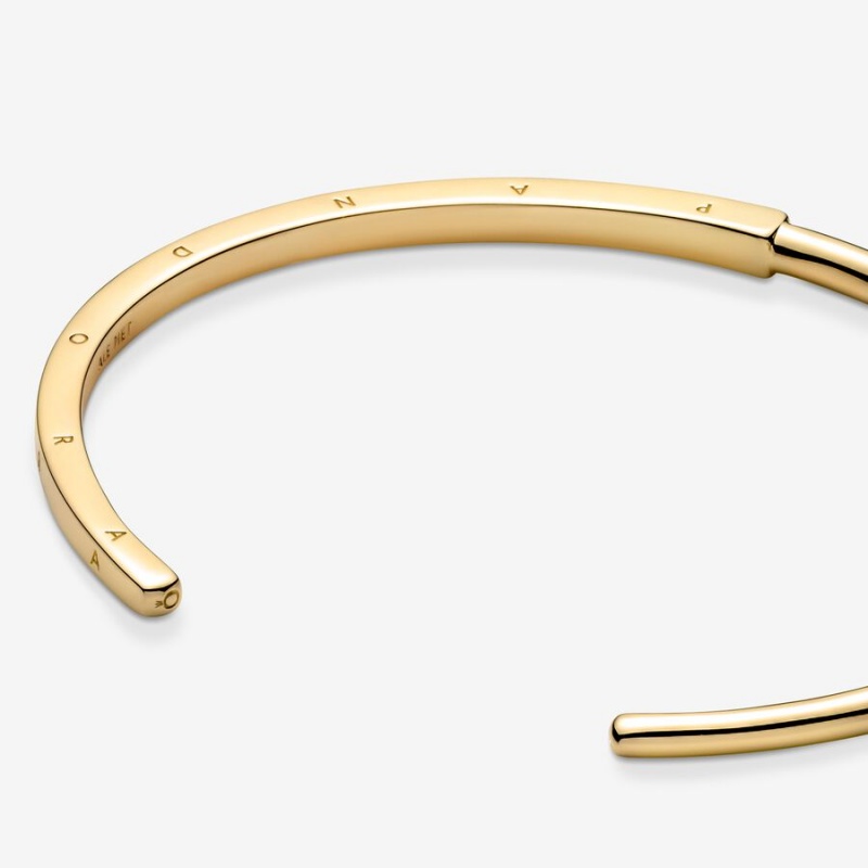 Gold plated Pandora Signature I-D Open Bangles | ZAOKUS-426