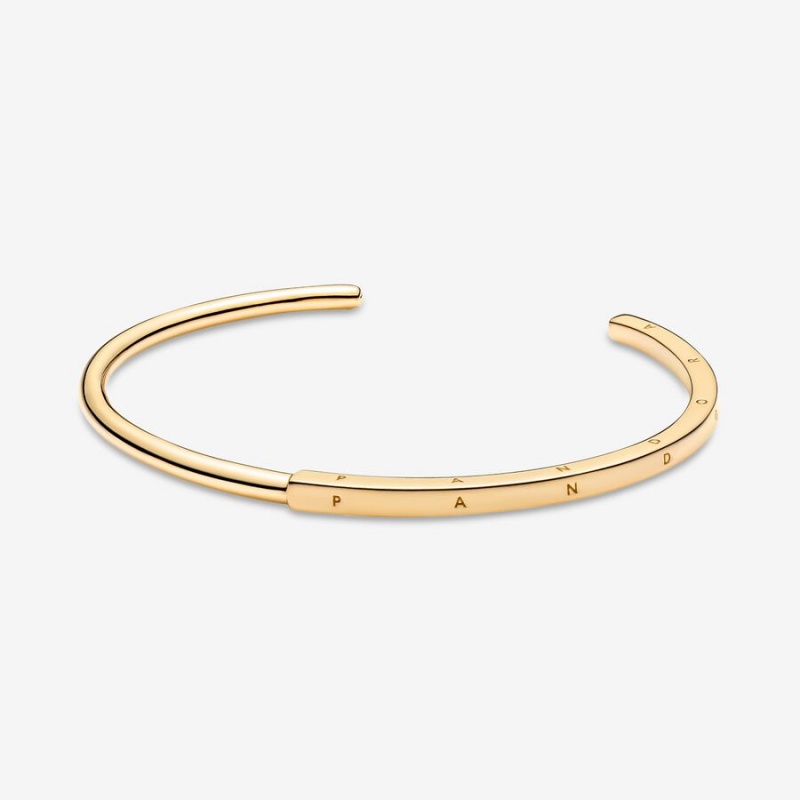 Gold plated Pandora Signature I-D Open Bangles | ZAOKUS-426