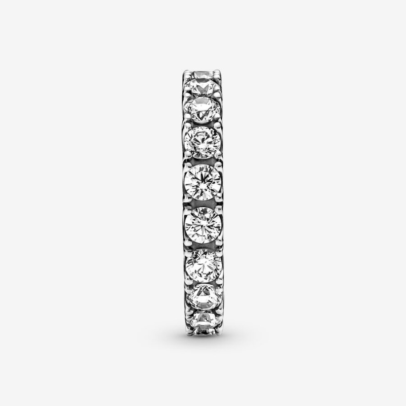 Gold plated Pandora Sparkling Row Eternity Band Rings | VKPAFG-839