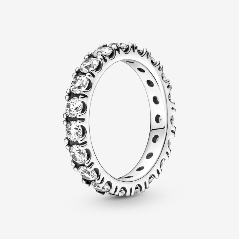 Gold plated Pandora Sparkling Row Eternity Band Rings | VKPAFG-839