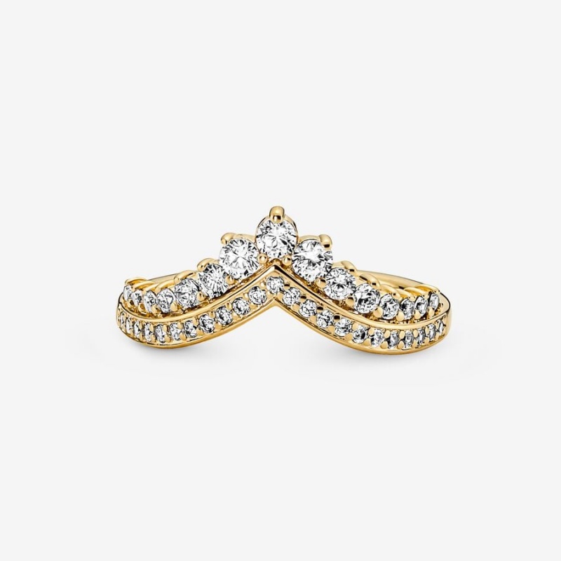 Gold plated Pandora Timeless Wish Tiara Statement Rings | UVCMJY-963